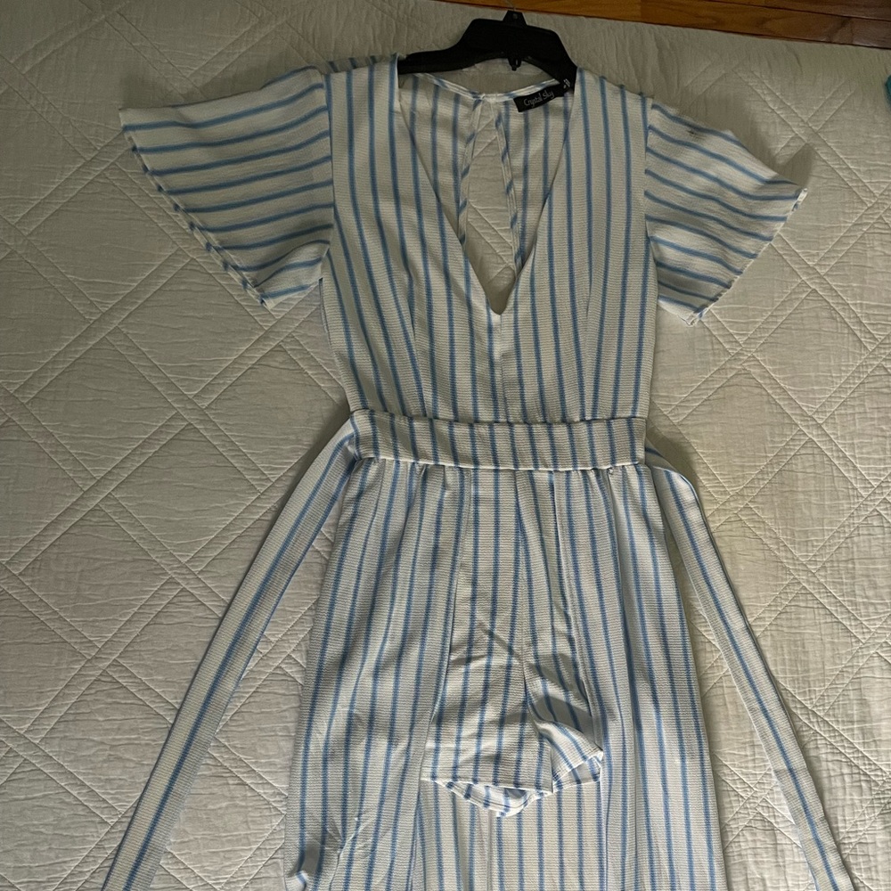 Striped hi low romper